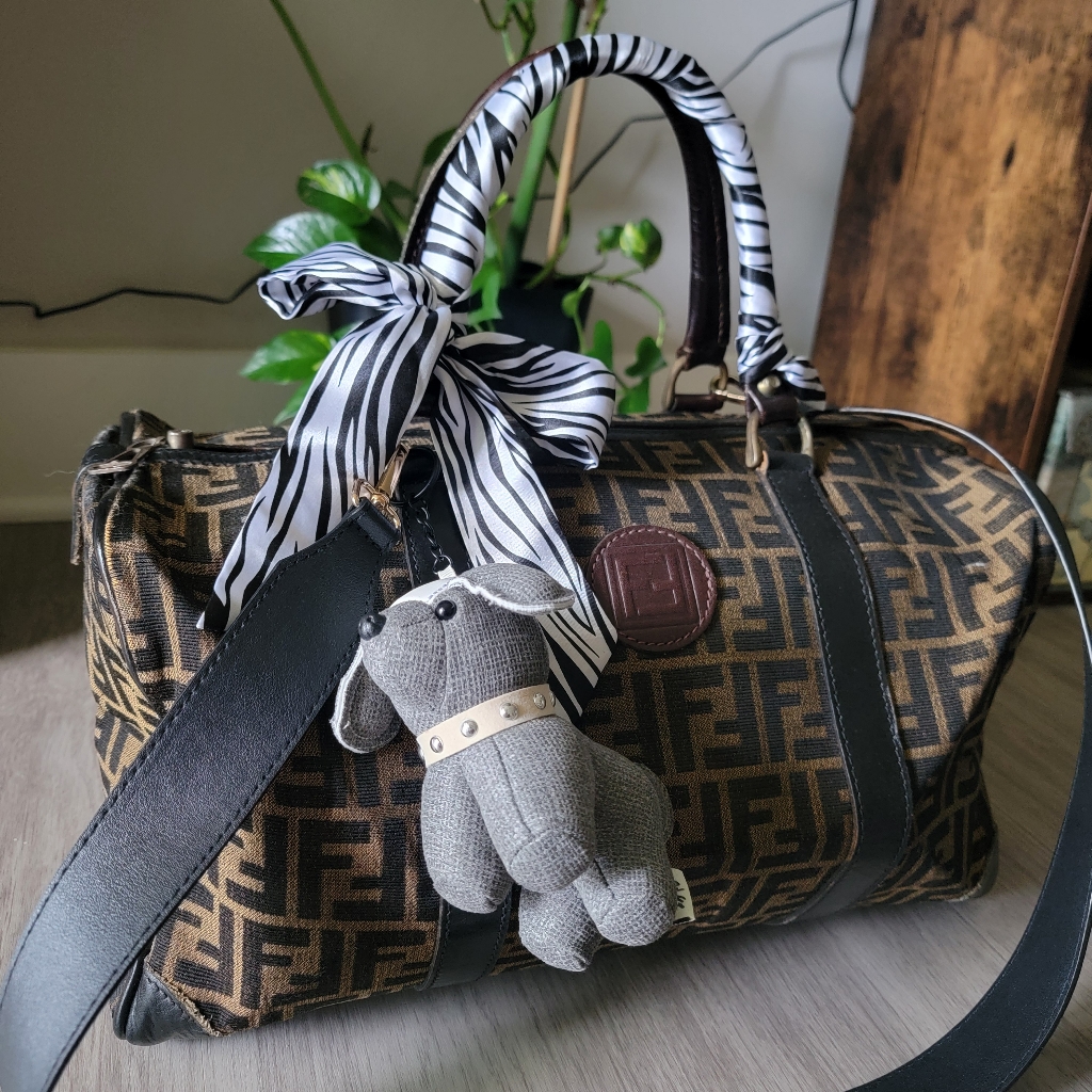 Firm Rare Authentic Fendi Zucca Boston Travel Bag
